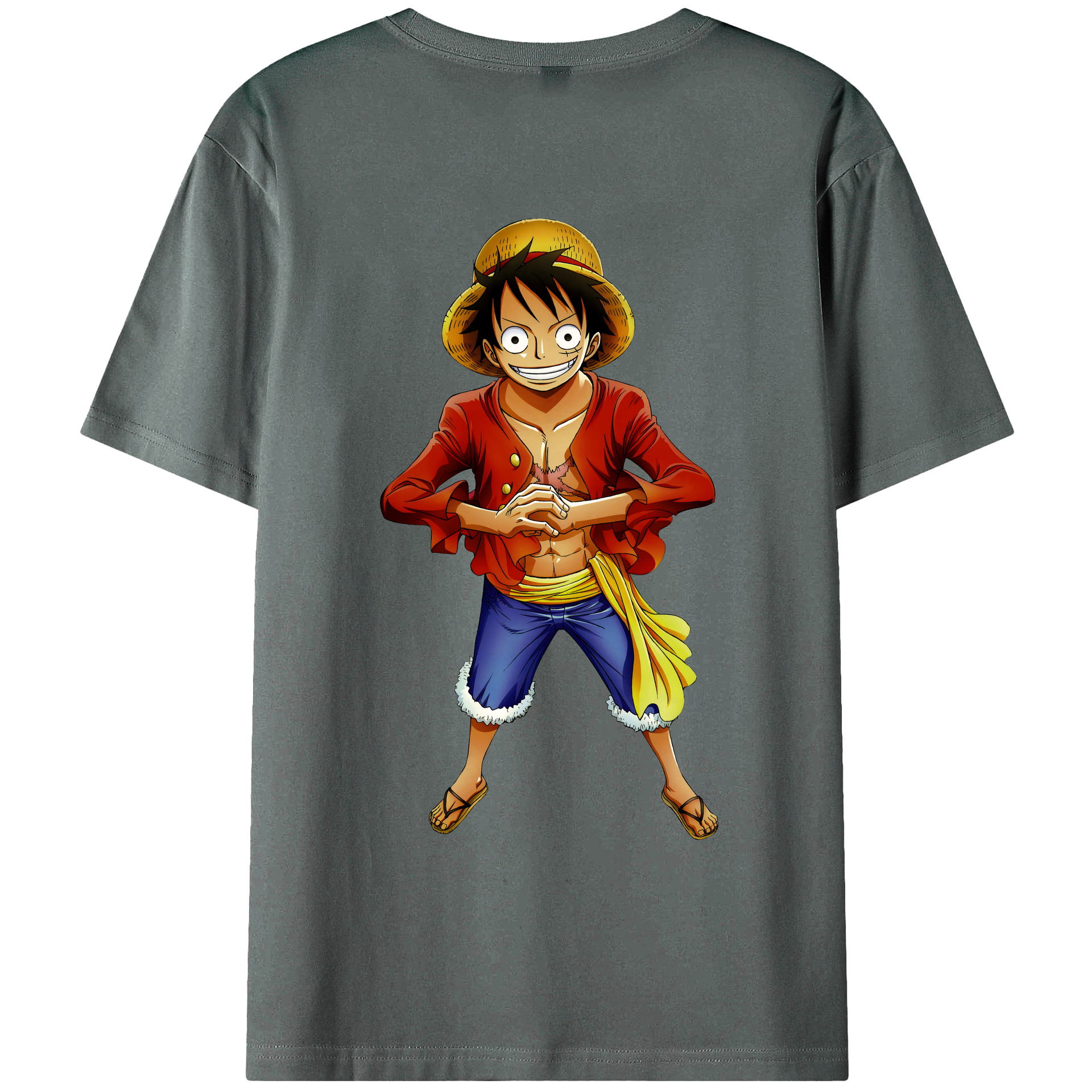 ワンピース モンキー・D・ルフィ ONE PIECE Monkey D. Luffy 綿100％ メンズ半袖Tシャツ（バックプリント） 通気性